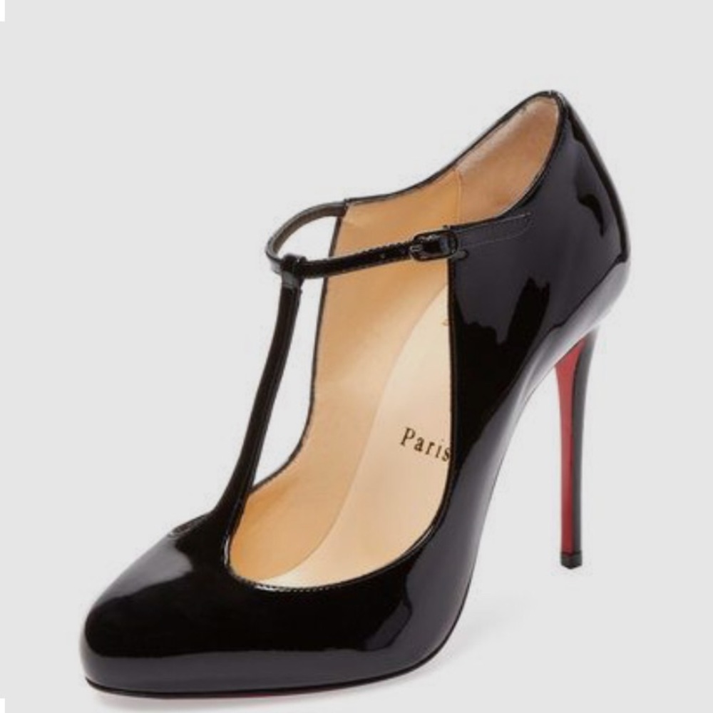 Christian Louboutin 100 Black Patent Pump 35